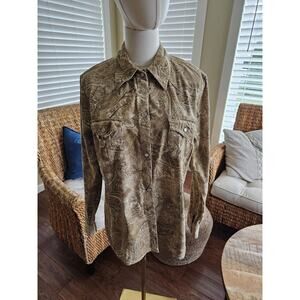 Outback Trading Co Paisley Pearl Snap Corduroy Shirt Women's Size L Western